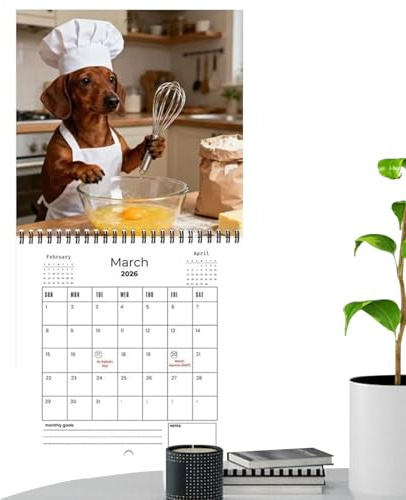 Calendario da Muro con Bassotto 2026 | Agenda Annuale 12,Calendario Decorativo Da Parete - Per Casa Scuola Ufficio Studio Soggiorno Studenti Insegnanti Liberi Professionisti