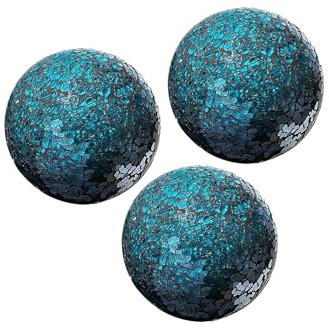 kesurpae Illumina qualsiasi spazio con un set di 3 sfere decorative in mosaico di vetro fatte a mano. Splendidi vasi, ciotole da tavolo, centrotavola, sfere decorative, Blu, 10 cm
