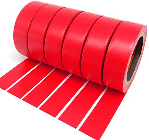 YTBUBOR Red PVC Electrical Insulation Tape 6 Roll Strong Adhesive Roll Tapes 17mm x 9m