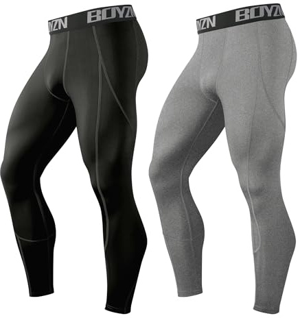 Boyzn 1 eller 2-pack kompressionsbyxor herr, funktionella underkläder, sportleggings för män, löparbyxor, underbyxor, långa strumpbyxor, fitnesstights med fickor/utan ficka för löpning, cykling,