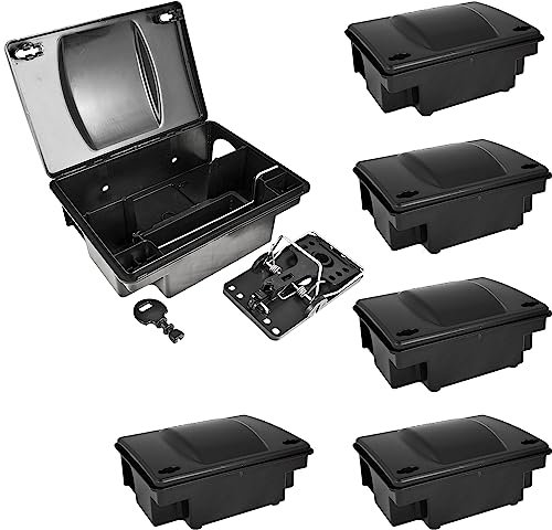 6 x Köderstation Ratten Set Köderbox Box Garten Mausfalle Mäuse mit Schlagfalle Rattenköderbox Rattenköderstation Rattenfalle Kinder- Haustiersicher Petigi