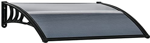 Outsunny Pensilina Tettoia da Esterno 100x75cm in Policarbonato per Balcone Porte e Finestre Resistente ai Raggi UV, Nero