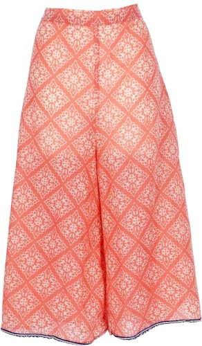 GURU SHOP Knöchellange Palazzohose, Weite Boho Sommerhose, 7/8 Baumwoll Hosenrock - Lachsorange, Damen, Baumwolle, Size:S