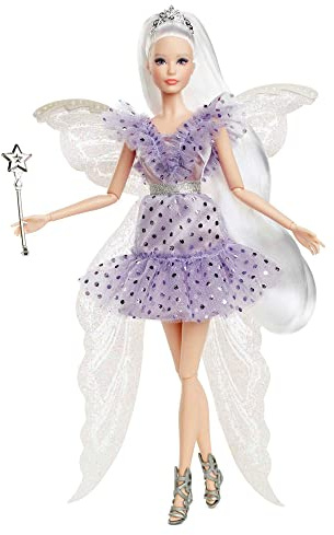 Barbie Zahnfee, Signature Doll, Zahnfee mit Flügeln, silberner Krone und Zauberstab, Zubehör, Puppe inklusive, Sammelobjekt,HBY16
