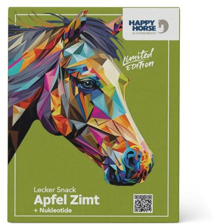 Happy Horse Lecker Snack Apfel Zimt | 800g | Pferdeleckerlis mit Nukleotiden für eine gesunde Verdauung | Natürliche Belohnung mit Apfel & Zimt | Pferde Leckerlies mit Ballaststoffen & Kräutern
