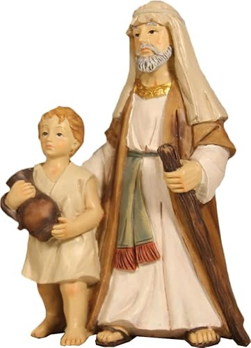 FADEDA Temple Guard with Child/Height: 0 cm/Hand-Painted/Detailed Nativity Scene Figures - Christmas Table Decoration Nativity Accessories