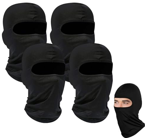 4 Pack Balaclava Breathable Lightweight UV Protector Black Balaclava