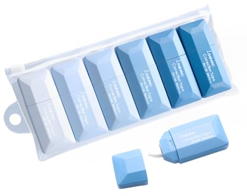DLPRK 6 Stück Korrekturroller Korrekturmaus,6mx 5 mm Korrekturbänder Set Mini mit Schutzkappe, Schulbedarf, Korrekturband für Studium und Beruf(blau)