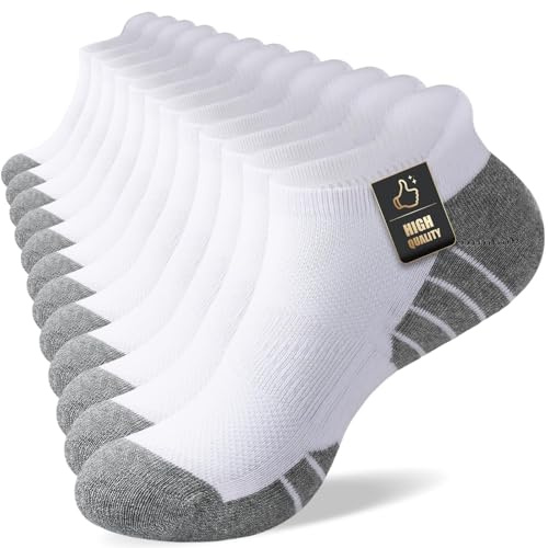 Cirorld Cotton Trainer Socks for Men & Women, 6 Pairs, Cushioned | 80% cotton with breathable mesh and plush heel, toe and sole cushioning; ankle fit suits hiking, running and cycling.