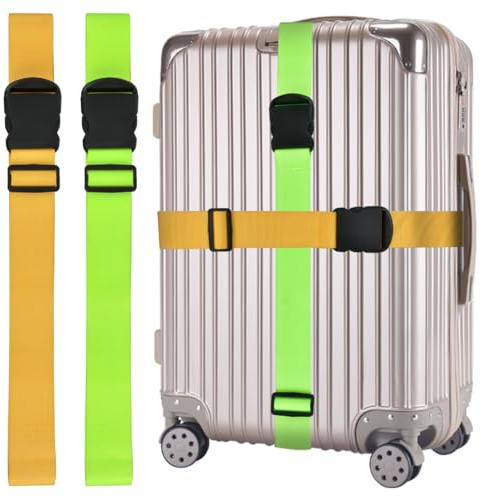 FOROREH Paquet de 2 Sangles de Bagages pour valises, Ceintures de Valise, Sangles de Bagages Robustes, Sangles de Valise réglables, Accessoire Haut de Gamme pour la Fermeture du Sac de Voyage