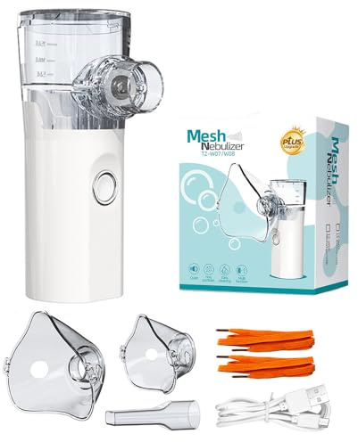 Nebulisateur Inhalateur pour Adultes et Enfants, Inhalateur Silencieux, Nébuliseur Portable Aérosol, Nebulisateur Portable Rechargeable avec 2 Masques et 1 Embout Buccal pour la Maison et les Voyages