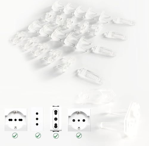 Odelu 20 Copriprese Per Bambini Trasparenti e 4 chiavi - Tappi prese elettriche bambini - Protezione Prese Elettriche Bambini - Copri Presa Elettrica Bambini Casa - Copri prese Bambini