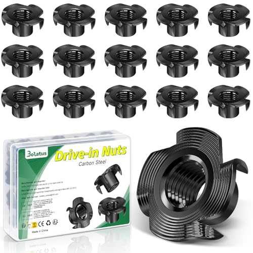 50 tuercas de impacto m5 x 8 mm, tuerca de impacto Bolatus de acero al carbono, tuercas de impacto con 5 puntas de impacto para madera, muebles, paredes de escalada, bricolaje