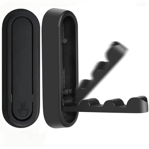 HREDZEO Heavy Duty Folding Coat Hooks for Wall,2 Pcs Matte Black Aluminium Alloy Foldable Hanger Hooks, Max 18kg/40lbs Load, Space-Saving Wall Mounted Hooks for Hanging Coats Towels Hats Bags Keys