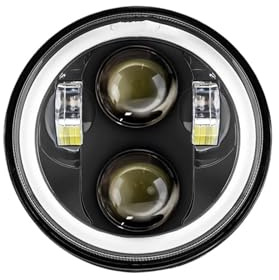 Bpjikxf Faro Motocicleta Faro Dentero LED Universal Para Motocicleta H4 De 5 3/4 Pulgadas Y 5.75 Pulgadas Para Indian Y Scout(1Piece headlight Black)