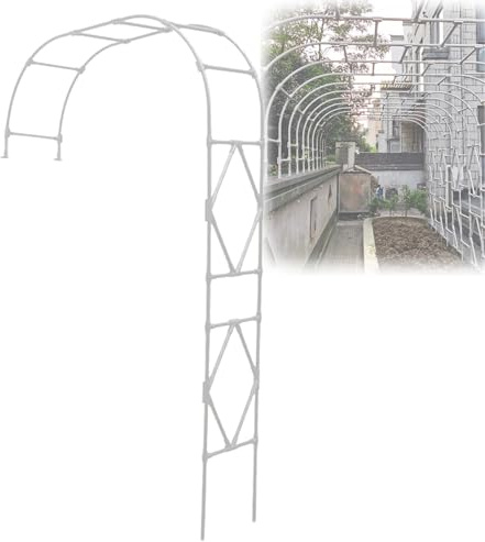Arco de enrejado de jardín para plantas trepadoras, cenador de rosas de metal, pérgola resistente a la intemperie, estructura de jardín de medio arco (blanco, 240 x 240 x 40 cm), perfecto para rosas y