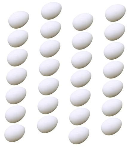 FIXOSHEE 28pcs Artificial Pigeon Fake Eggs Pe Solid Diy Decorative Eggs for Bird Hatching Simulation 3.8x2.8cm Suitable for Carrier Pigeon Breeding and Nesting