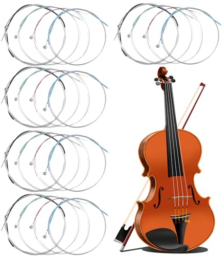 20 cuerdas de violín universales 4/4 3/4, juego completo de núcleo de acero, económicas y duraderas