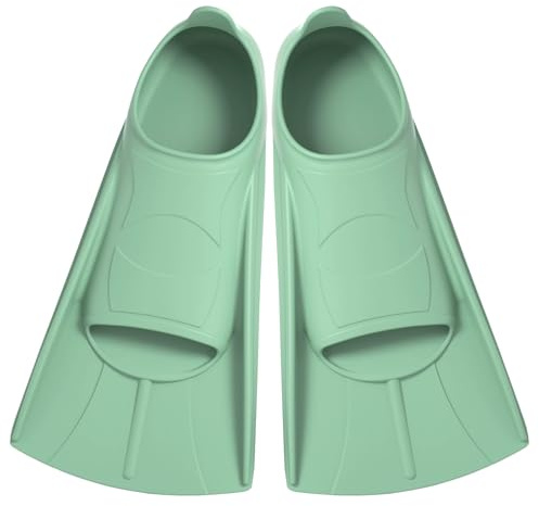 Schwimmflossen Taucherflossen Kinder, Silikon Kurz Flossen, Komfortable Trainingsflossen für Training Schwimmen oder Schnorcheln Kinder Erwachsene (Grün, XS(30-32))