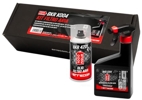 ERRECOM 1000 MIGLIA BKR K004 Kit Filtro Aria Moto, Specifico per Pulire e lubrificare Filtri in Spugna o Schiuma Poliuretanica – Include Detergente 500 mL + Olio Rosso 250 mL