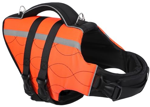 KONVINIT Salvagente per Cani di Piccola Taglia, con Paracollo Morbido e Design Ricamato Esclusivo, Leggero, con Maniglia, per Nuoto e Sicurezza,Dog Life Jacket