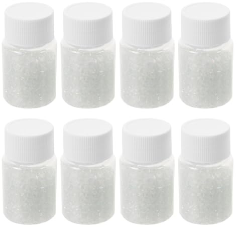GLEAVI 30g Botellas de Vidrio Triturado Irregular para Manualidades Relleno Decorativo Brillante para Jarrones Grava de Vidrio para Acuarios y Arte DIY por Botella Color Blanco
