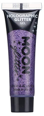 Holographic Fine Face & Body Glitter Gel by Moon Glitter - Purple - Cosmetic Festival Glitter Face Paint for Face, Body, Hair, Nails - 12ml