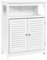 GIANTEX Badezimmerschrank Badschrank, Aufbewahrungsschrank Regal aus Holz, Badkommode mit höhenverstellbarem Einlegeboden, Sideboard mit 2 Jalousie Türen, Beistellschrank für Bad, Küche (weiß)