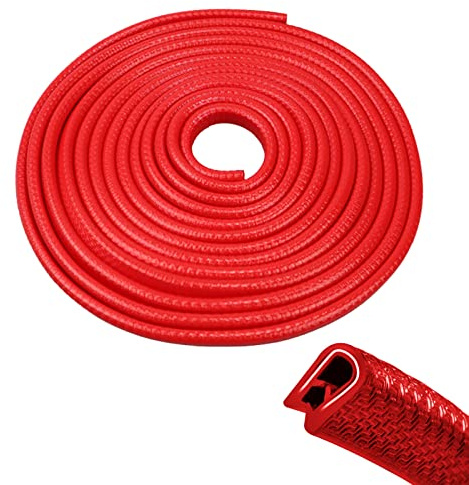EFUTURETIME Protection des Bords de Portière de Voiture,12 M, Protection Porte de Voiture en Caoutchouc et Métal, Joint de Porte Voiture en Forme de U, Adapté pour la Plupart des Voitures, Rouge