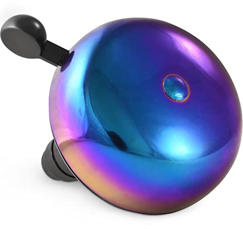 MARQUE Bike Bell for Adults & Kids – Nice, Loud, Crisp Ding Sound Bicycle Bell–Must Have Bicycle Accessories for Mountain MTB, Beach Cruiser, Commuter, Kids Bike–Easy Install on Handlebar (Oil Slick)