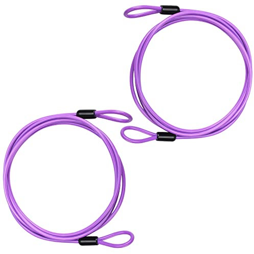 Noosverl 2 Stück Stahlseil mit Ösen, Schlaufenkabel Cobra 5/250, Kabelschloss für Gartenmöbel, Terrassenmöbel, Fahrrad-, Motorrad, Violett