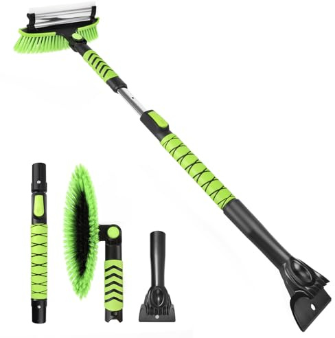 Yougfin 43 Ice Scraper for Car Windshield, Snow Brush with Squeegee, 3 in 1 Snow Removal for Cars with Foam Grip and 180° Pivoting Brush Head for Auto Truck SUV