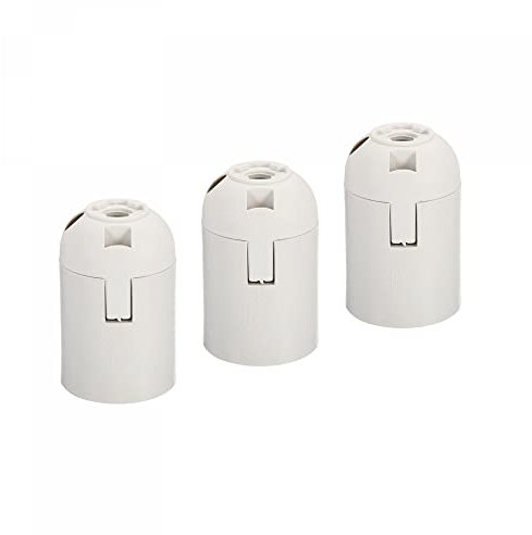 sourcing map Licht Steckdose 250V E26/E27 57x37mm Einschraubbar LED Lampe Weiß Pack mit 3