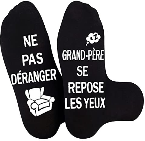 Merclix Grand-Père Chaussettes Humour Homme 43-46 Rigolote Cadeau Anniversaire Pour Papy Noel Idée Fete des Grand Pere