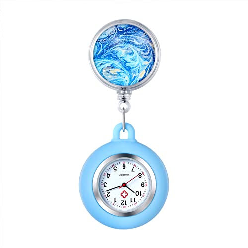 Avaner Schwesternuhren mit Clip Sternenhimmel Design Krankenschwesteruhr mit Silikon Hülle Leicht Ablesbarem Zifferblatt Quarz Ansteckuhr Pflegeruhr für Krankenschwestern Ärzte medizinisches Personal