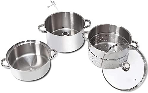 Spremiagrumi da 11 litri per frutta e verdura, in acciaio inox, con coperchio, tubo, morsetto, manici ad anello per fare succhi, gelatine, pasta