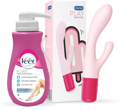 Veet Crema Depilatoria Pelli Sensibili 400ml + Vibratore Maxi-Fun Rabbit a doppia estermità