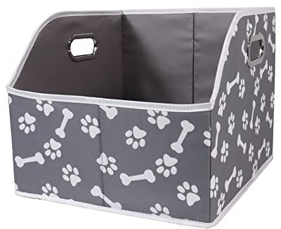 Geyecete Big Dog Toys Storage Bins Canvas Foldable Fabric Trapezoid with metal handles pet Baskets,Storage Bin Large toy box Organizer-BonePaw