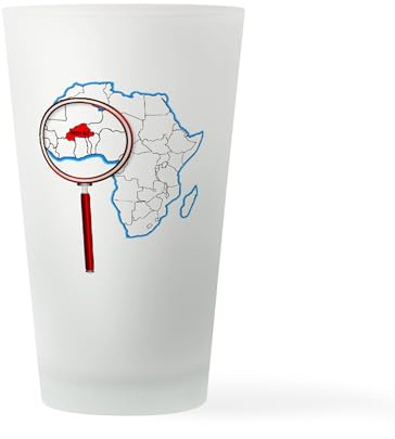 CafePress Burkina Faso Under The Magnifying Glass Pint Glass, 16 oz. Drinking Glass