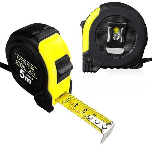 Gentpovth Paquete de 2 Cintas Métricas de 5m con Cubierta de Goma Antigolpes, con una escala clara y precisa en metros, para todo tipo de mediciones en tu día a día, casa, obras o en el taller