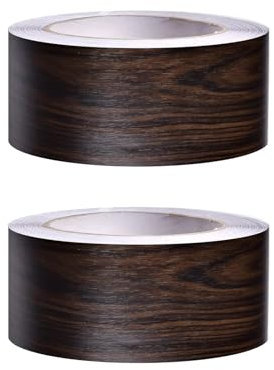 BBTISG 2 Rotoli di Bordo per Carta da Parati con Venature del Legno 5cm x 10m Autoadesivo PVC Adesivo da Staccare e Attaccare per Cornice Dello Specchio del Bagno (Marrone)