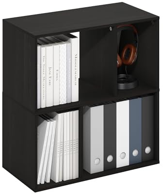 Furinno DALY Estantería De 4 Cubos, Organizador De Almacenamiento con Compartimentos Irregulares, 11,7 X 23,6 X 24,7, para Sala De Estar, Dormitorio Y Oficina En Casa, Color Espresso