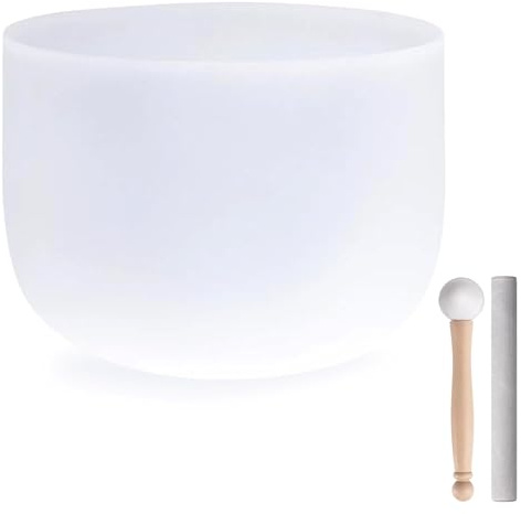 440HZ 8 Inch Frosted Quartz(F) Note Heart Chakra Frosted Quartz Crystal Singing Bowl Dispensing Free Mallet And O-ring for Sound Healing Meditation Experience The Beautiful Sounds of Nature