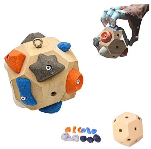 Ryfpdml Handcrafted Boulder Block, Finger Training Tool for Climbers 3D Climbing Ball for Grip Strength Training Wooden Climbing Balls for Rock Climbers for Kids Adults (C)