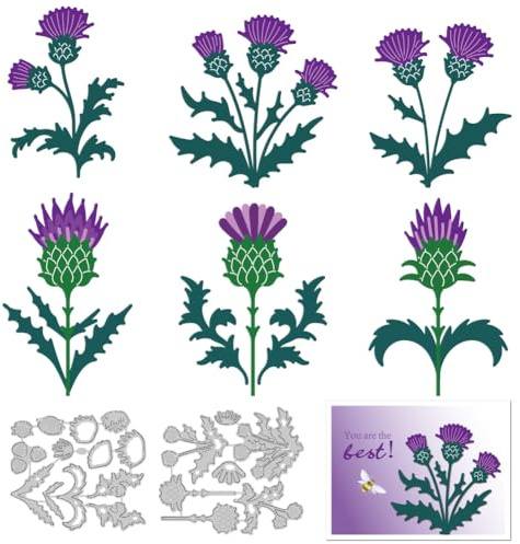 DELORIGIN Scottish Thistle Cutting Dies Flower Card Making Die Stencil Metal Die Cuts Card Scrapbooking Embossing Template Dies for Greeting Cards Craft Album Invitation Festive Birthday Decor