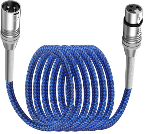 LANMINGLEL XLR Kabel,3 Pin XLR Mikrofonkabel,Metallfeder XLR Stecker auf Buchse kabel,für Studioaufnahmen, Audiomixer, Bühnenbeleuchtung, blau (3M)