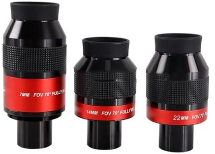Teleskoptillbehör teleskop okular 70 graders platt fält 7 mm 14 mm 22 mm ultra vidvinkel okular astronomiska teleskoptillbehör (1 set)