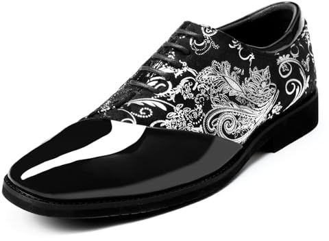 Allthemen Hombre Zapatos Formales Punta Redonda Oxford Jacquard Motivos Superior Patchwork Ligeros Negocios Bodas, Plateado, 42