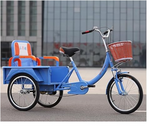 Trehjuling lastcykel för vuxna med hopfällbart passagerarsäte – bekväm kryssare för shopping – lätt att installera – 50 cm hjul
