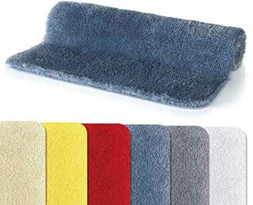 Spirella - Tapis de Salle de Bain Microfibre FINO, Antidérapant, Séchage Rapide, Poils Longs 25 mm, Lavable en Machine + Sèche-Linge - 50 x 80 cm - Bleu
